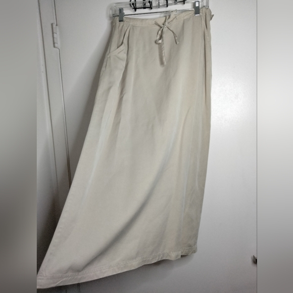 Linden Hill (Size M) Khaki 100% Lyocell Drawstring Slip Pockets Midi/Maxi Skirt - Picture 11 of 12